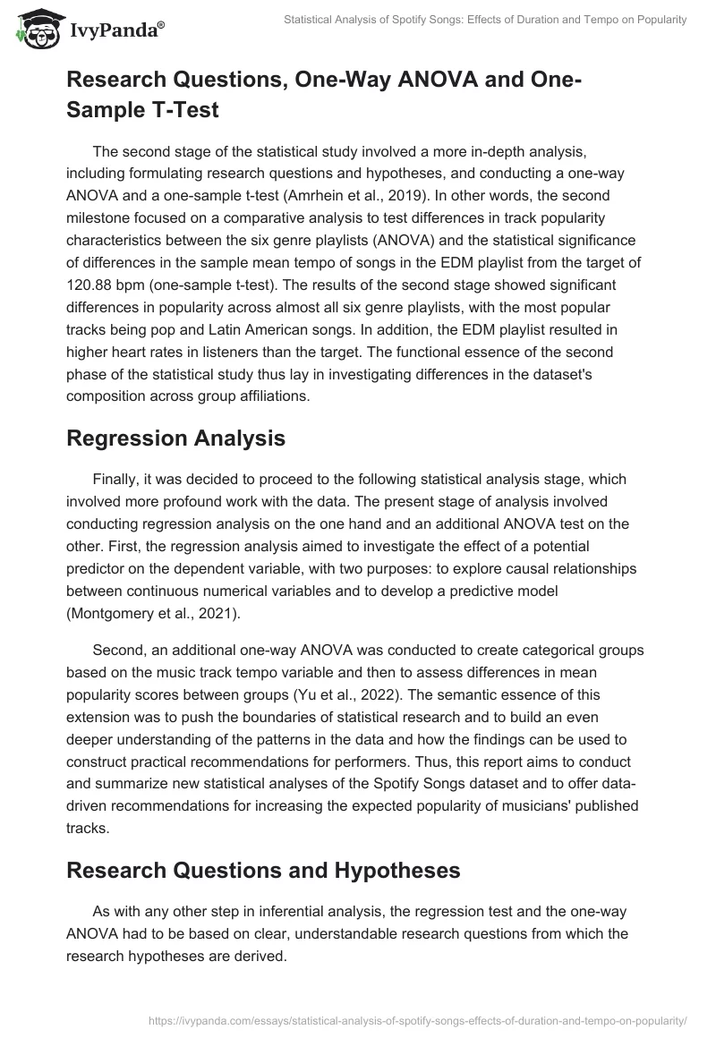 Statistical Analysis of Spotify Songs: Effects of Duration and Tempo on Popularity. Page 2