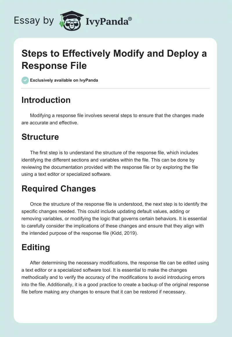 Steps to Effectively Modify and Deploy a Response File. Page 1