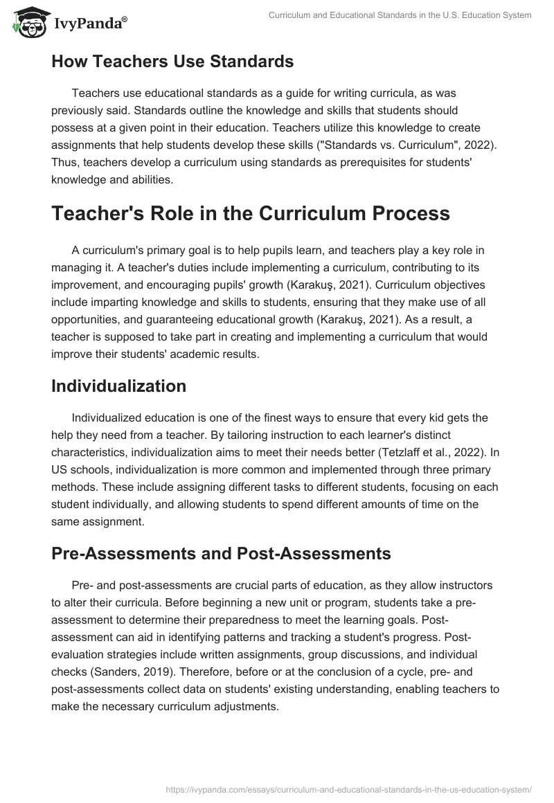 Curriculum and Educational Standards in the U.S. Education System. Page 2