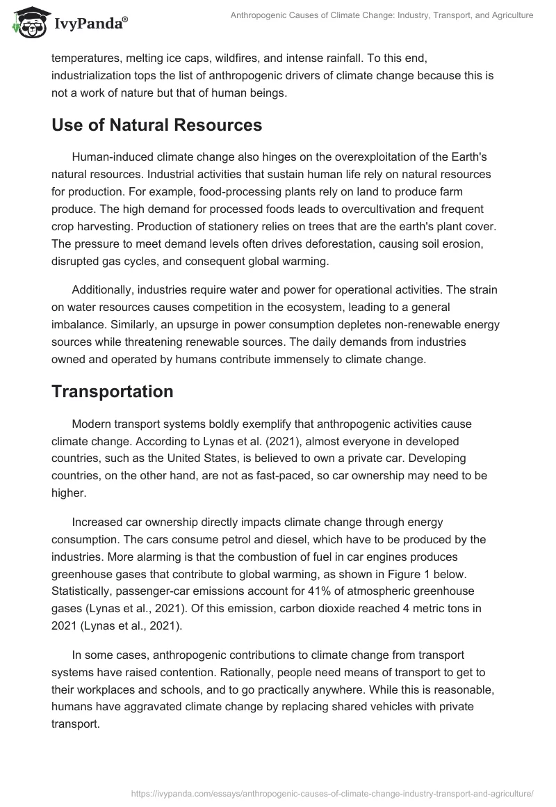 Anthropogenic Causes of Climate Change: Industry, Transport, and Agriculture. Page 2
