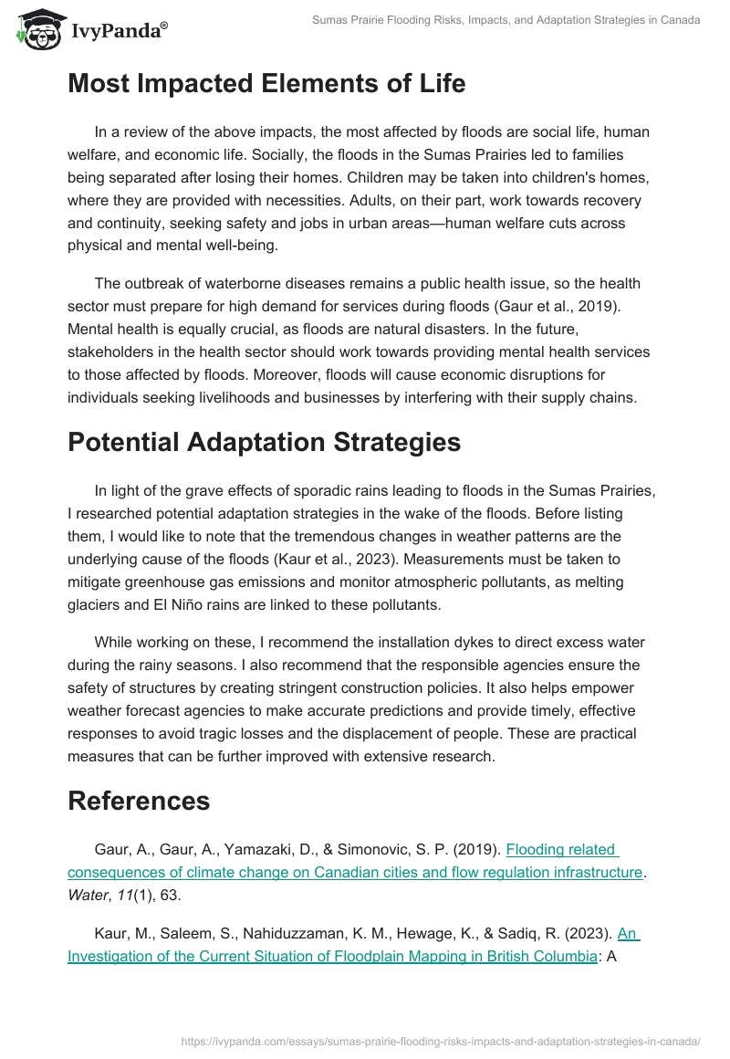 Sumas Prairie Flooding Risks, Impacts, and Adaptation Strategies in Canada. Page 2