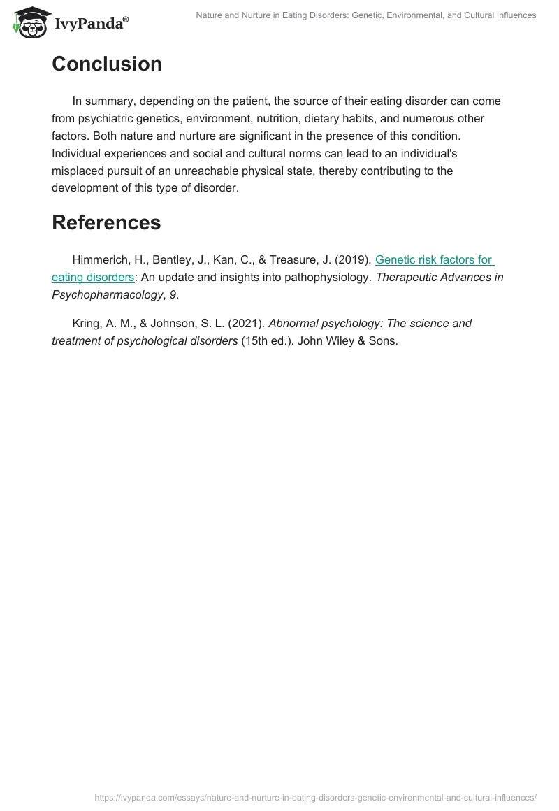 Nature and Nurture in Eating Disorders: Genetic, Environmental, and Cultural Influences. Page 2