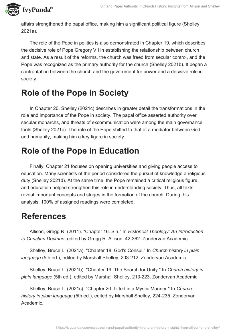 Sin and Papal Authority in Church History: Insights from Allison and Shelley. Page 2