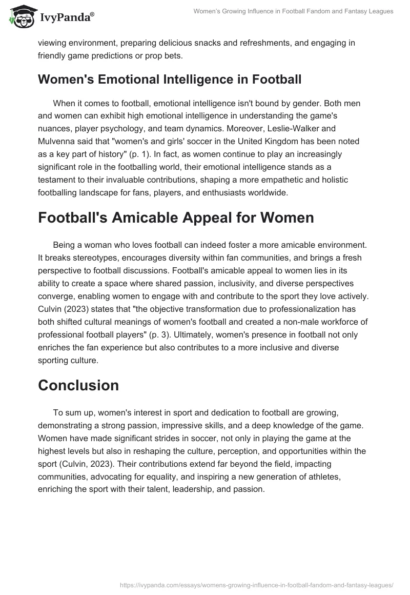 Women’s Growing Influence in Football Fandom and Fantasy Leagues. Page 2