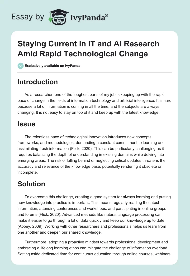 Staying Current in IT and AI Research Amid Rapid Technological Change. Page 1