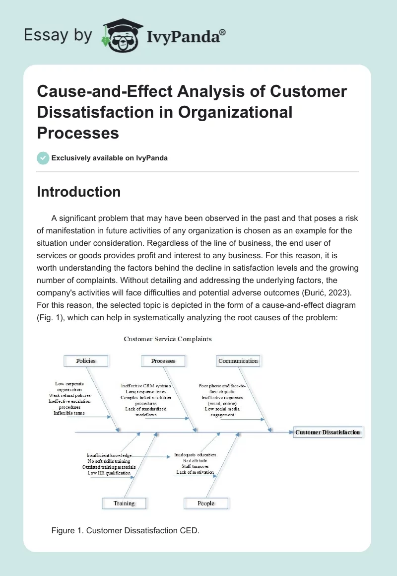 Cause-and-Effect Analysis of Customer Dissatisfaction in Organizational Processes. Page 1