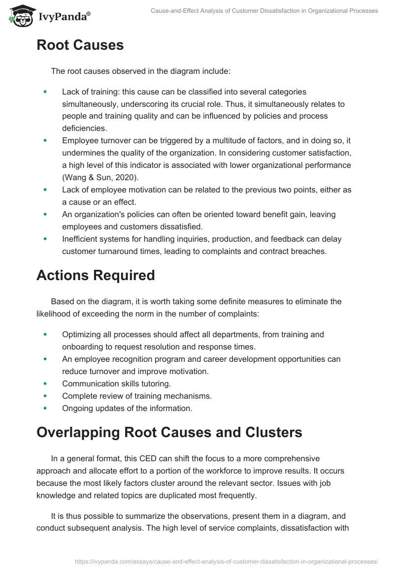 Cause-and-Effect Analysis of Customer Dissatisfaction in Organizational Processes. Page 2