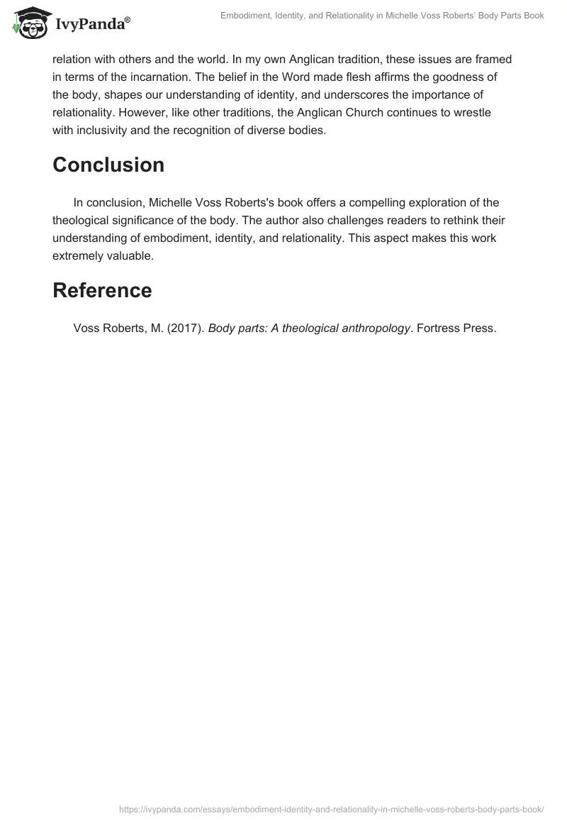Embodiment, Identity, and Relationality in Michelle Voss Roberts’ Body Parts Book. Page 2