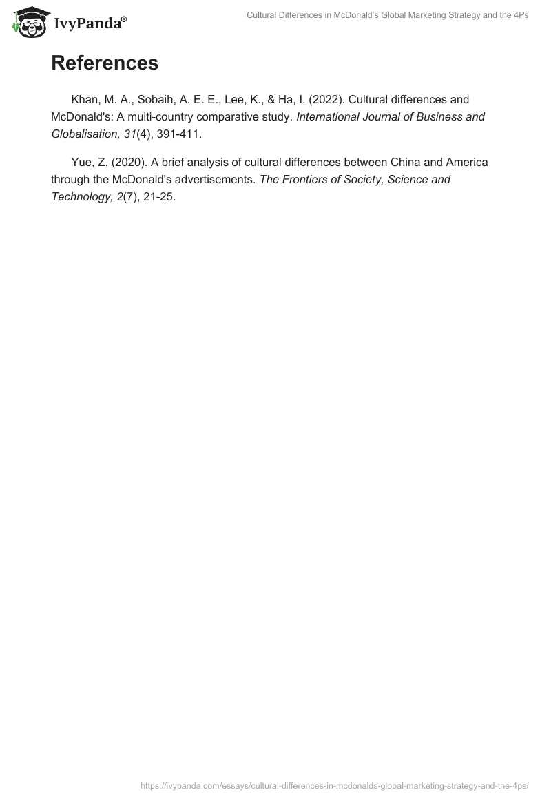 Cultural Differences in McDonald’s Global Marketing Strategy and the 4Ps. Page 2