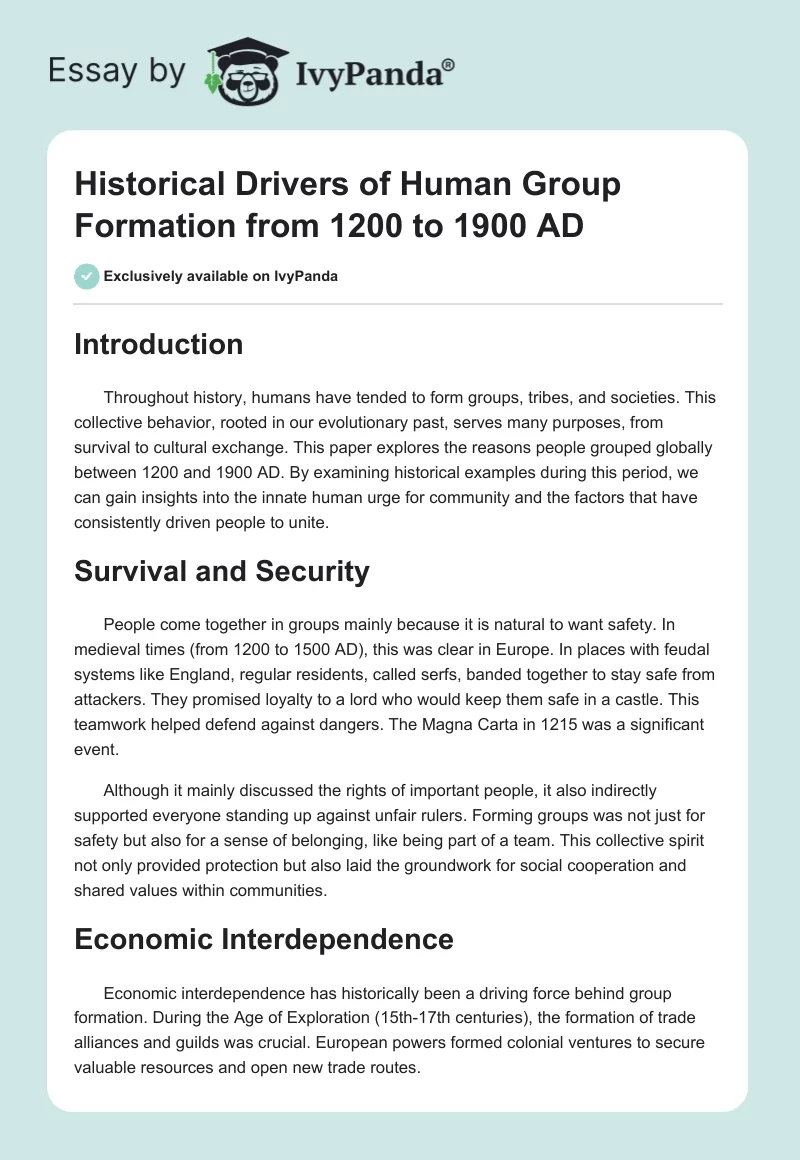 Historical Drivers of Human Group Formation from 1200 to 1900 AD. Page 1