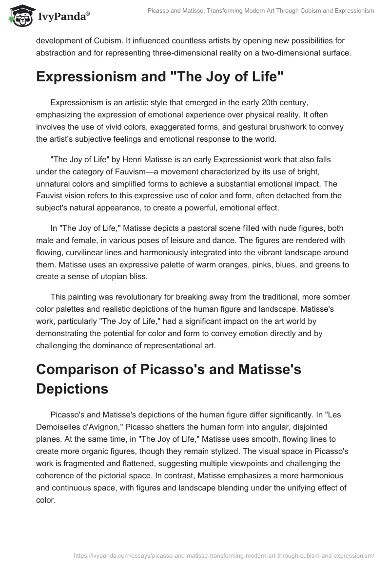 Picasso and Matisse: Transforming Modern Art Through Cubism and Expressionism. Page 2