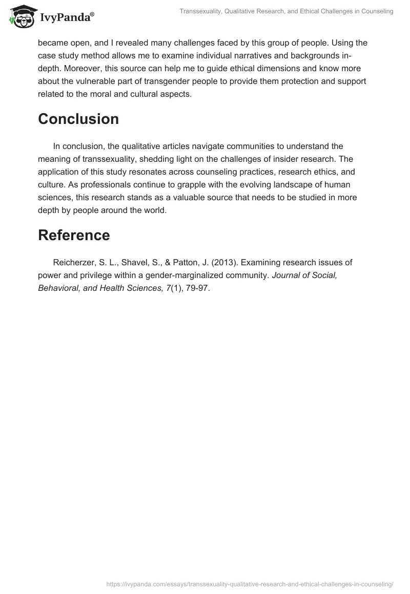 Transsexuality, Qualitative Research, and Ethical Challenges in Counseling. Page 2
