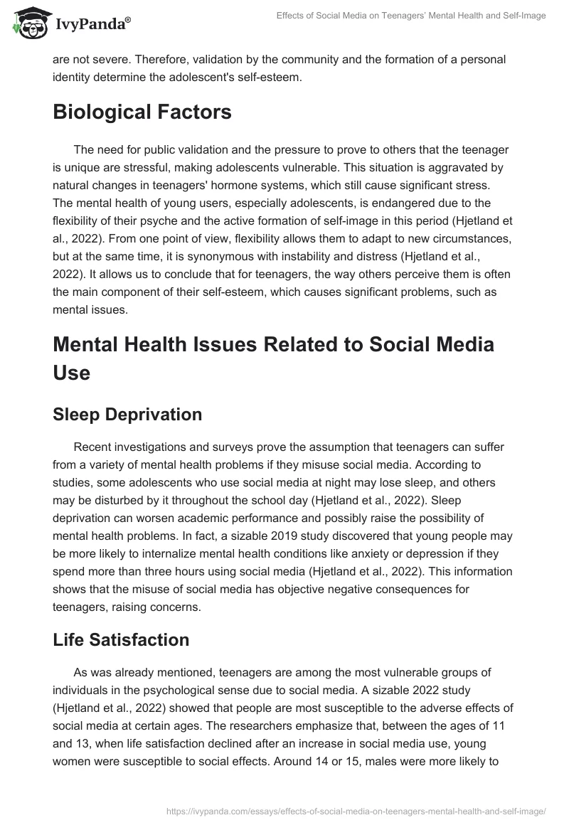 Effects of Social Media on Teenagers’ Mental Health and Self-Image. Page 2