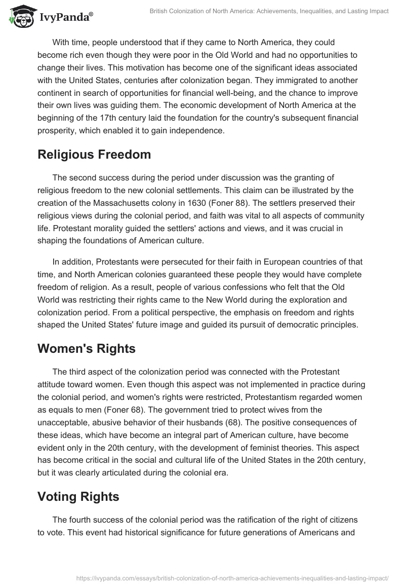 British Colonization of North America: Achievements, Inequalities, and Lasting Impact. Page 2