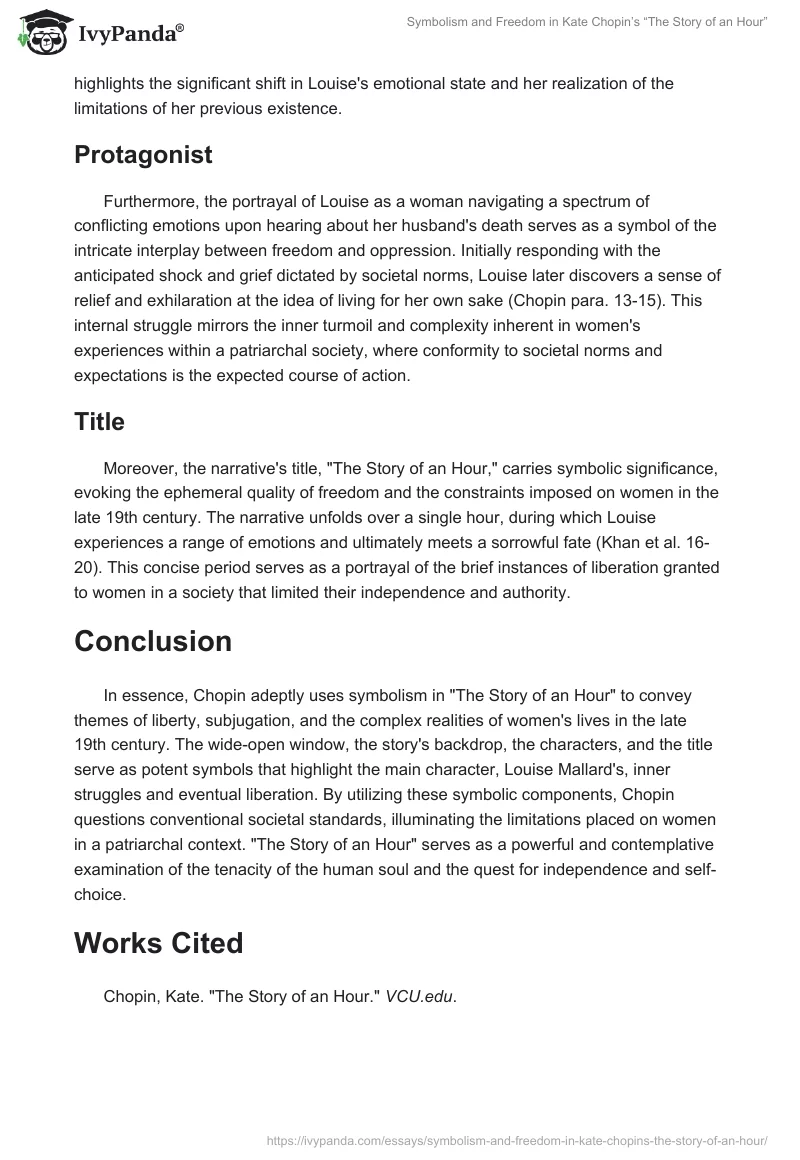 Symbolism and Freedom in Kate Chopin’s “The Story of an Hour”. Page 2