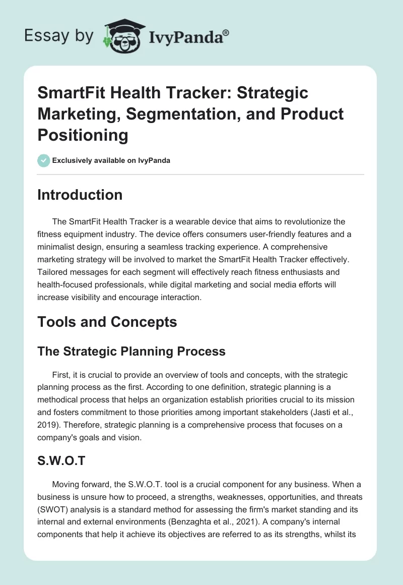 SmartFit Health Tracker: Strategic Marketing, Segmentation, and Product Positioning. Page 1
