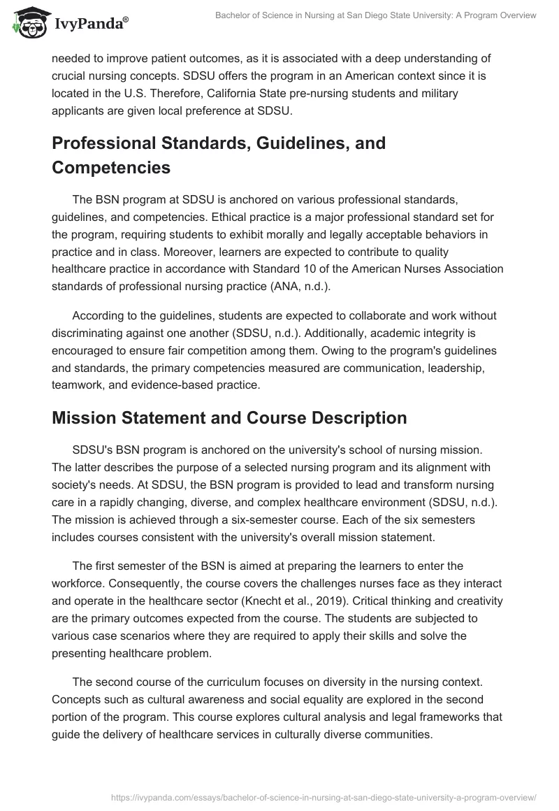 Bachelor of Science in Nursing at San Diego State University: A Program Overview. Page 2