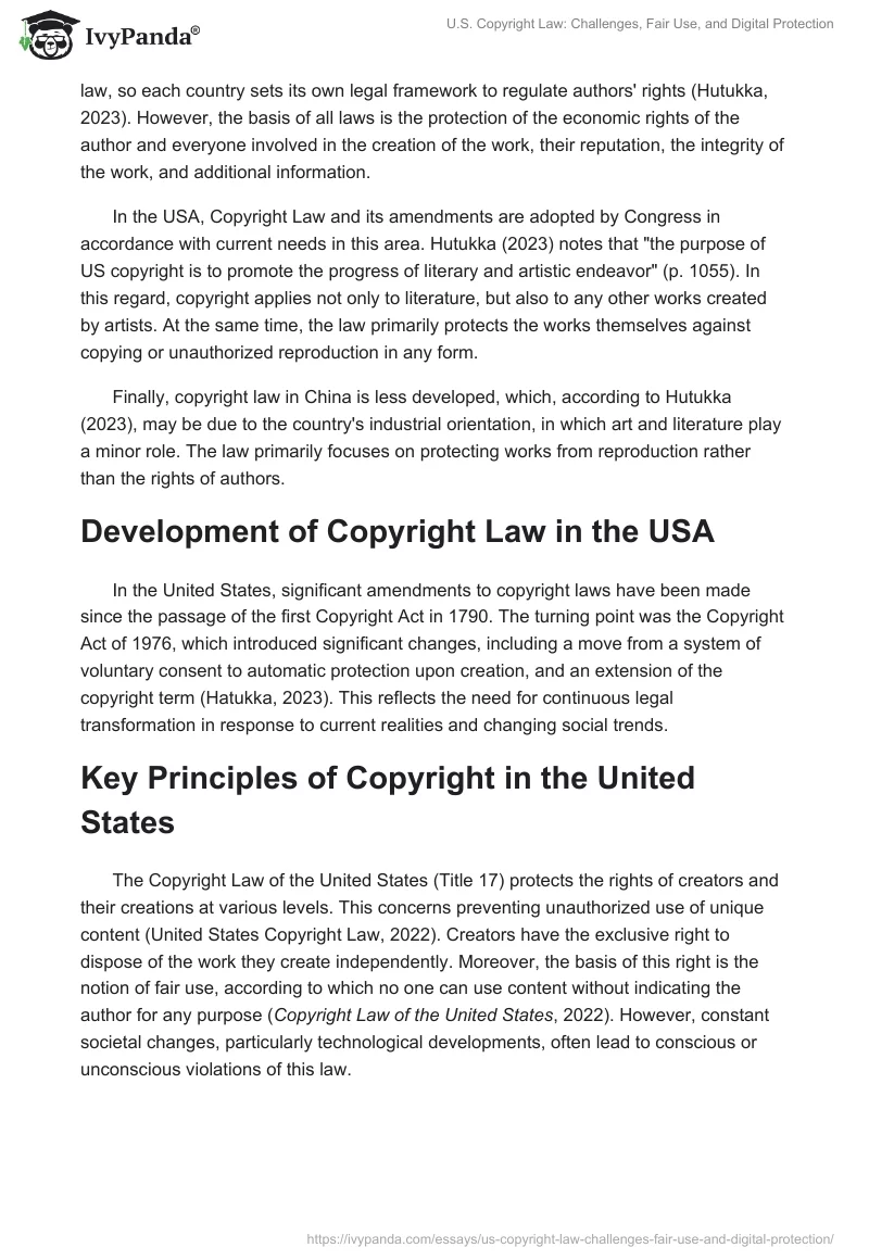 U.S. Copyright Law: Challenges, Fair Use, and Digital Protection. Page 2