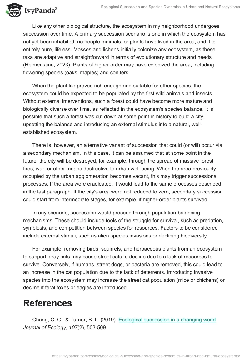 Ecological Succession and Species Dynamics in Urban and Natural Ecosystems. Page 2