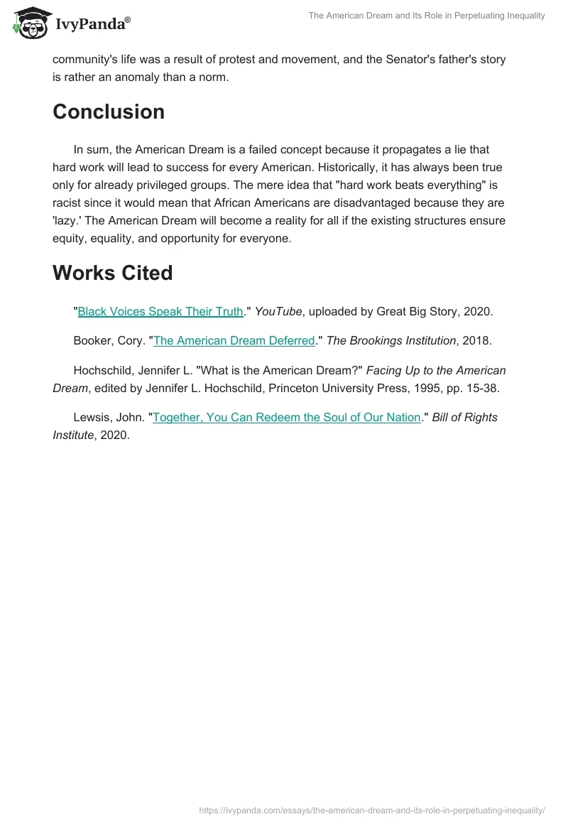 The American Dream and Its Role in Perpetuating Inequality. Page 2