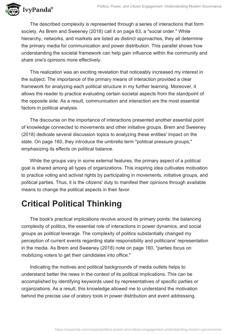 Politics, Power, and Citizen Engagement: Understanding Modern Governance. Page 2