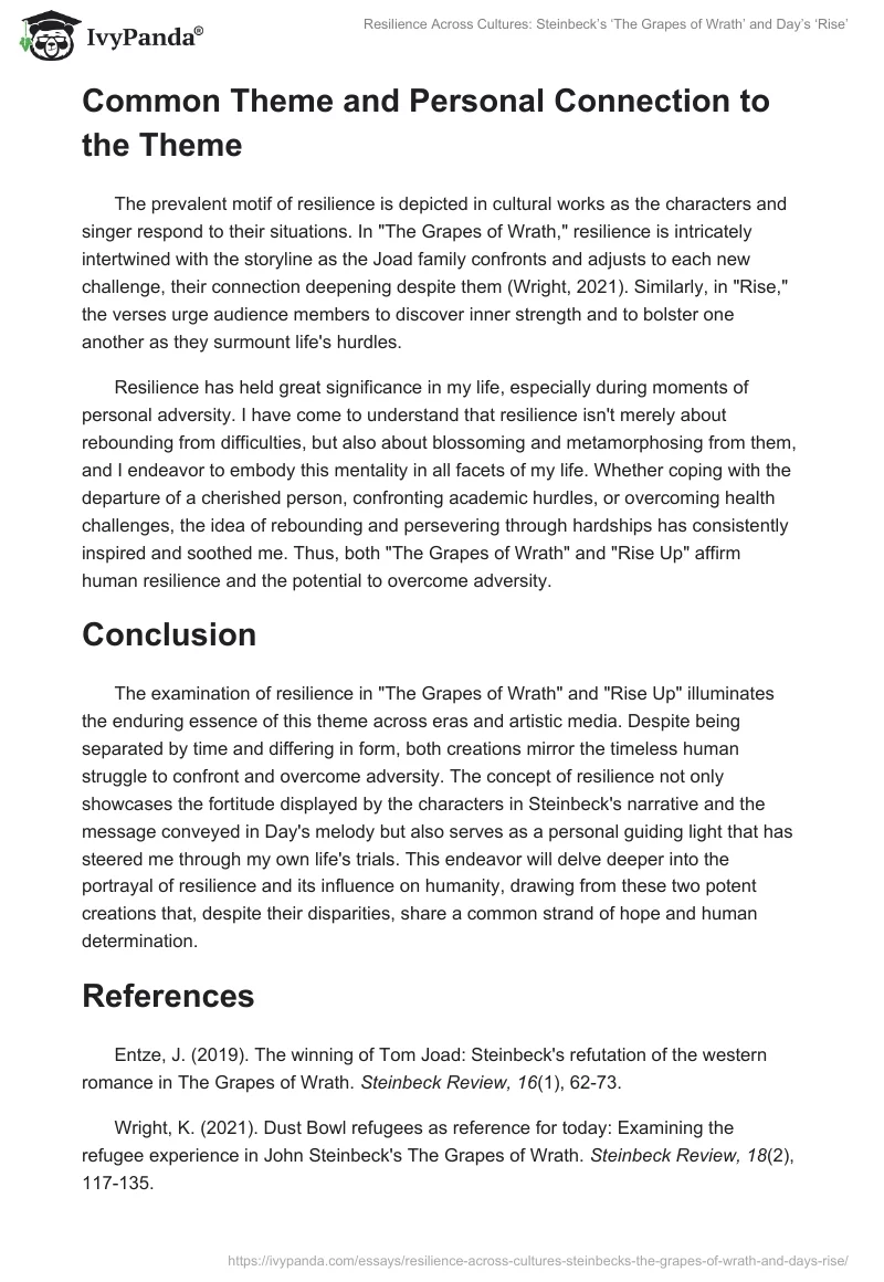 Resilience Across Cultures: Steinbeck’s ‘The Grapes of Wrath’ and Day’s ‘Rise’. Page 2