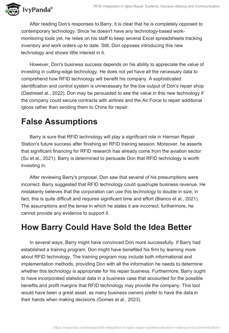 RFID Integration in Igloo Repair Systems: Decision-Making and Communication. Page 2
