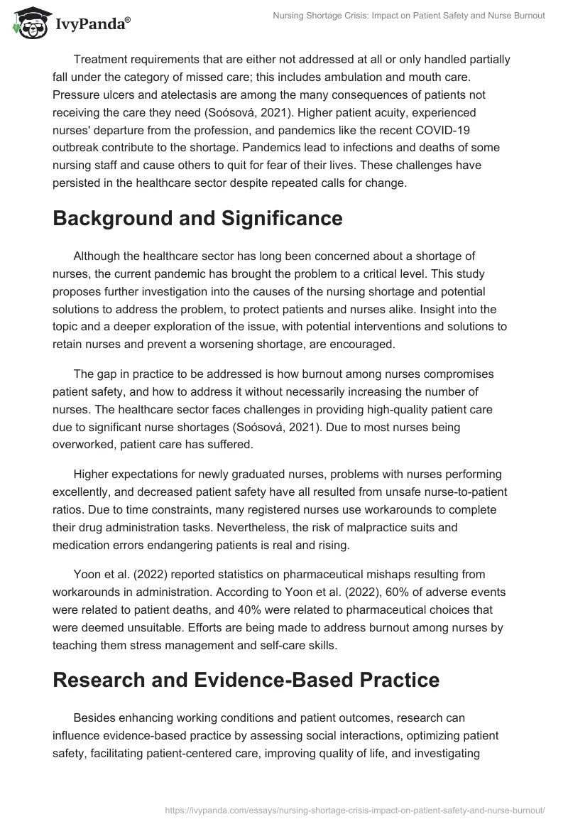 Nursing Shortage Crisis: Impact on Patient Safety and Nurse Burnout. Page 2