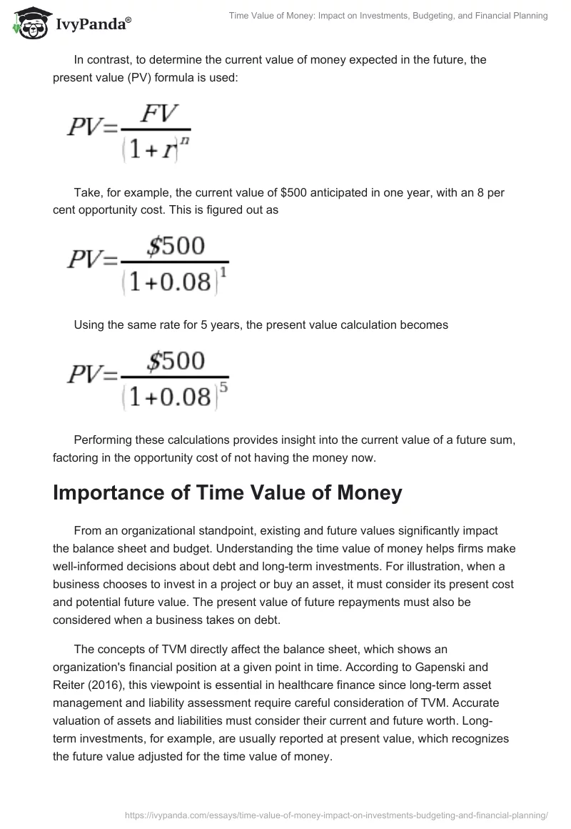 Time Value of Money: Impact on Investments, Budgeting, and Financial Planning. Page 2