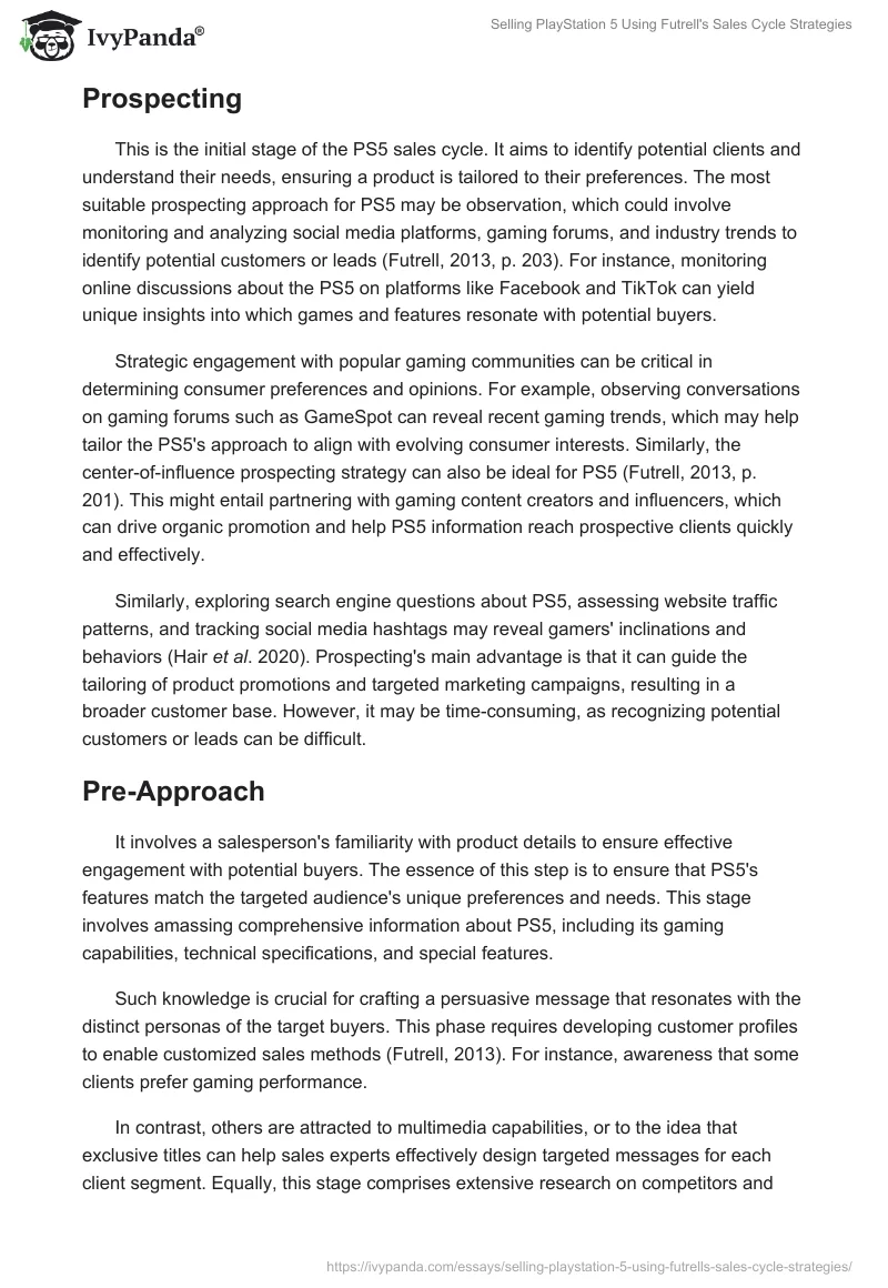 Selling PlayStation 5 Using Futrell's Sales Cycle Strategies. Page 2