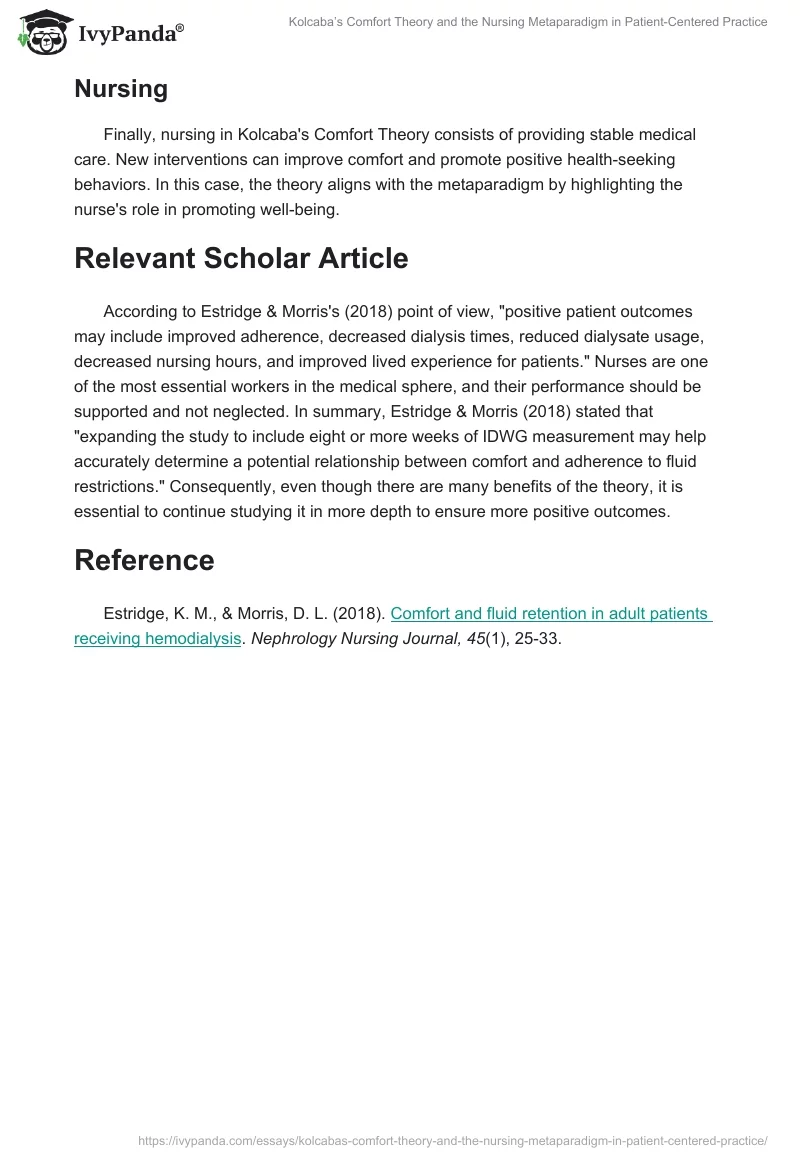 Kolcaba’s Comfort Theory and the Nursing Metaparadigm in Patient-Centered Practice. Page 2