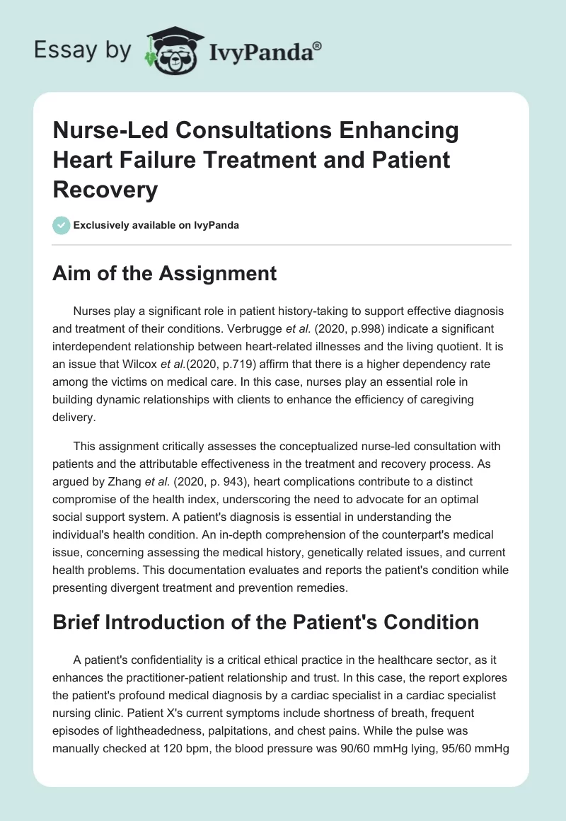 Nurse-Led Consultations Enhancing Heart Failure Treatment and Patient Recovery. Page 1