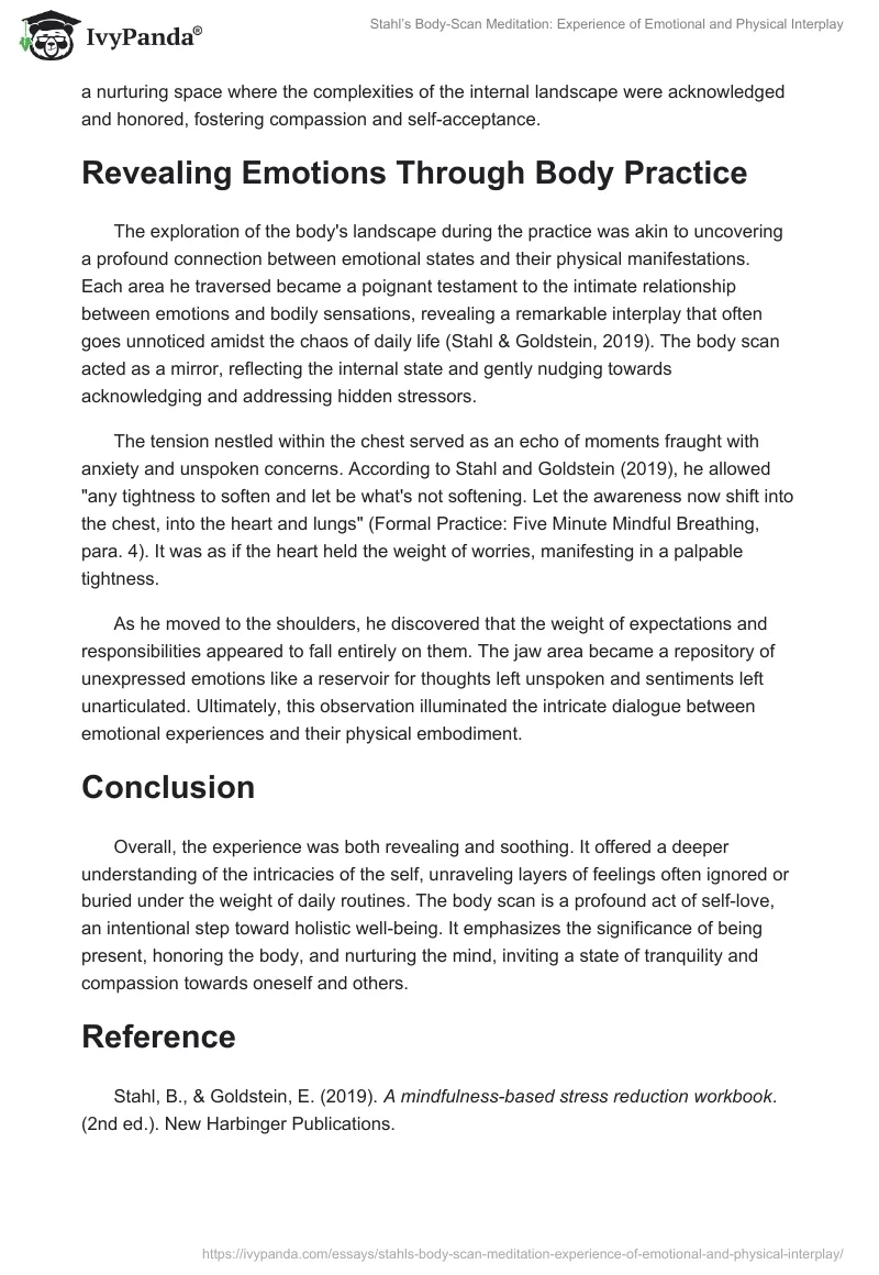 Stahl’s Body-Scan Meditation: Experience of Emotional and Physical Interplay. Page 2