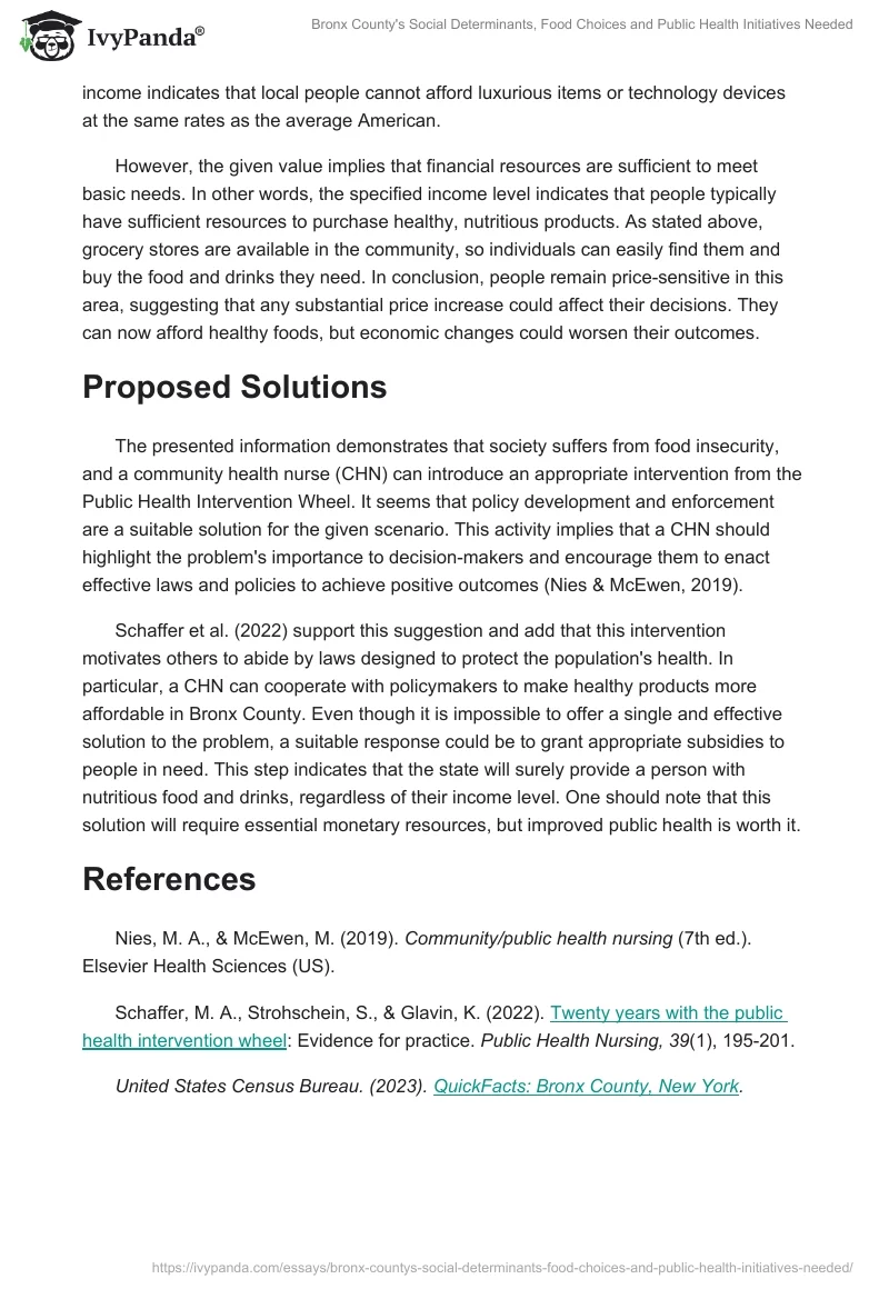 Bronx County's Social Determinants, Food Choices and Public Health Initiatives Needed. Page 2