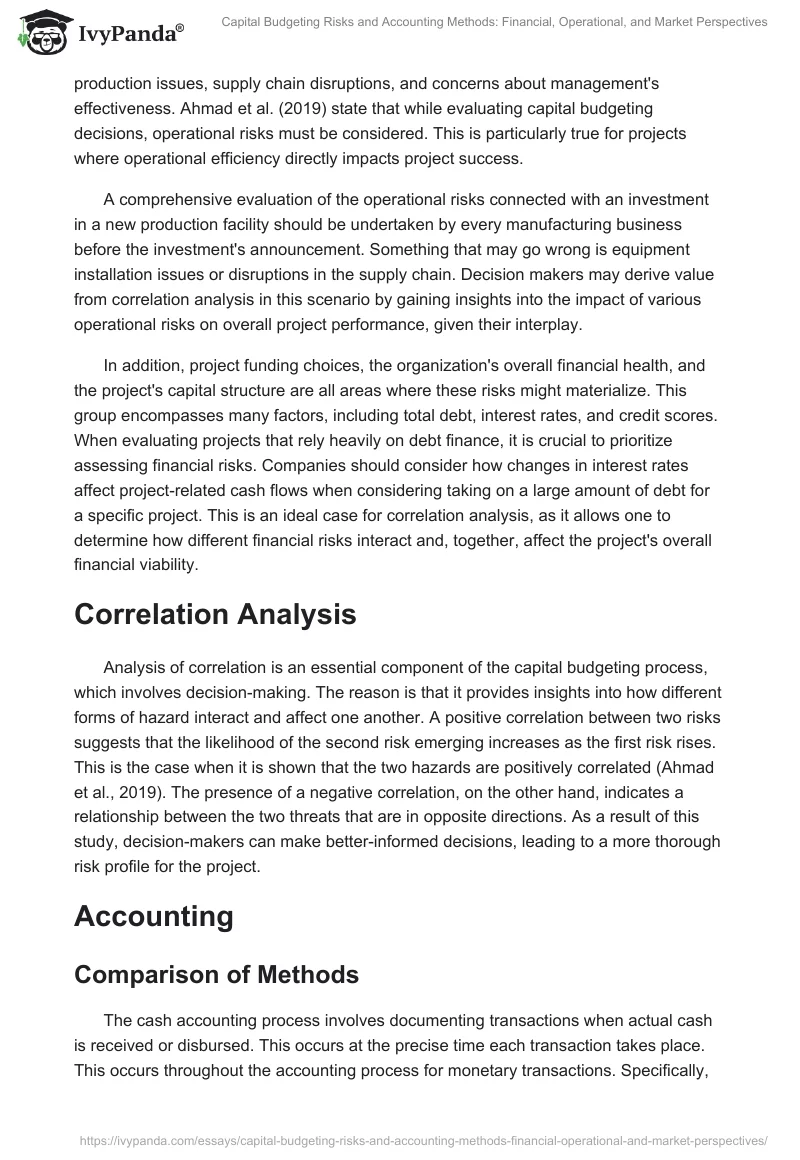 Capital Budgeting Risks and Accounting Methods: Financial, Operational, and Market Perspectives. Page 2