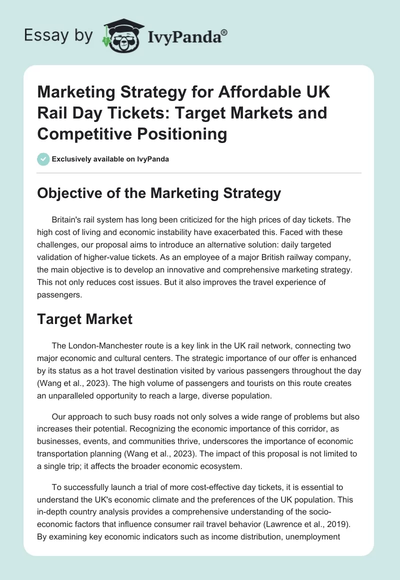 Marketing Strategy for Affordable UK Rail Day Tickets: Target Markets and Competitive Positioning. Page 1