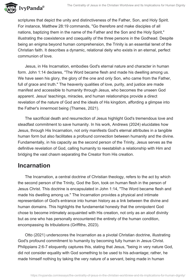 The Centrality of Jesus in the Christian Worldview and Its Implications for Human Dignity. Page 2