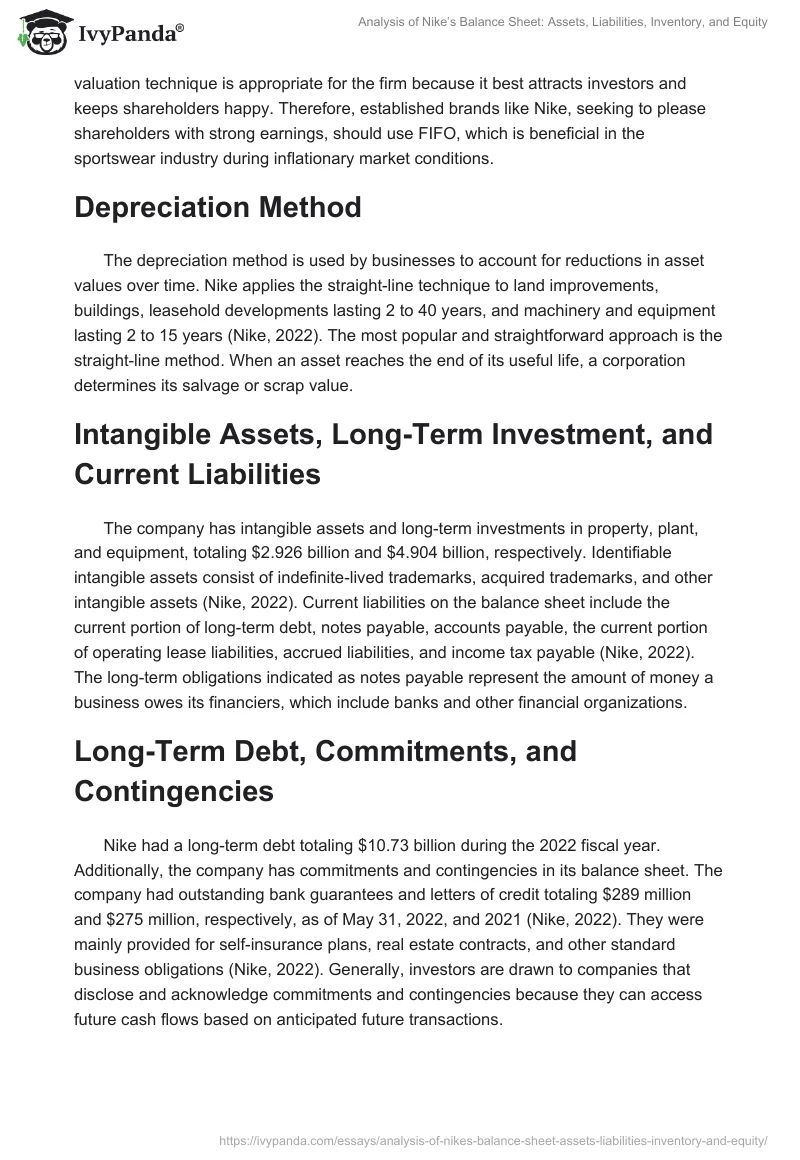 Analysis of Nike’s Balance Sheet: Assets, Liabilities, Inventory, and Equity. Page 2