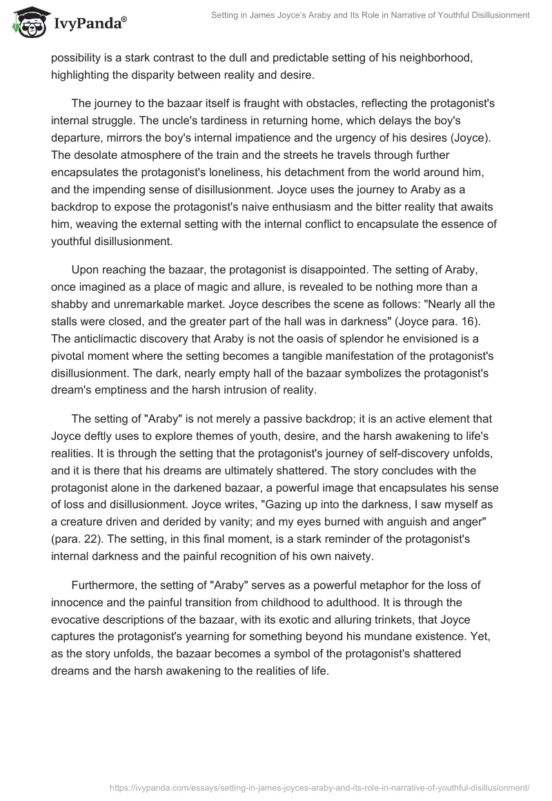 Setting in James Joyce’s Araby and Its Role in Narrative of Youthful Disillusionment. Page 2