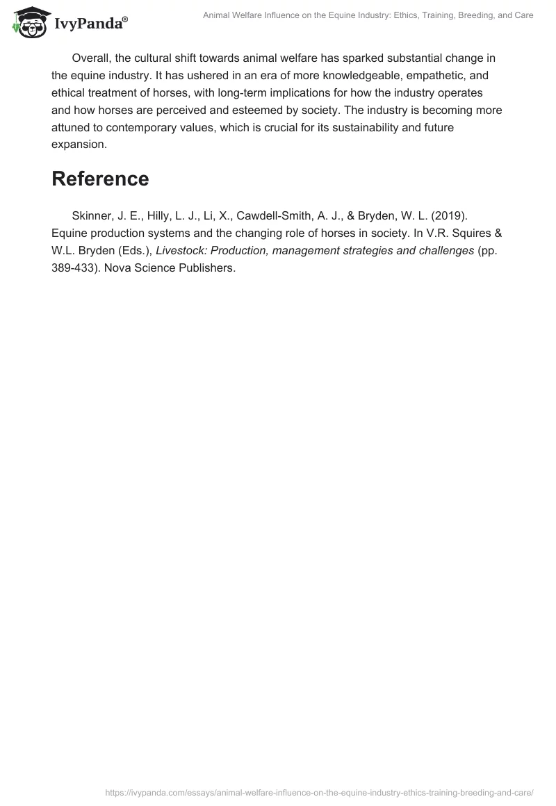 Animal Welfare Influence on the Equine Industry: Ethics, Training, Breeding, and Care. Page 2
