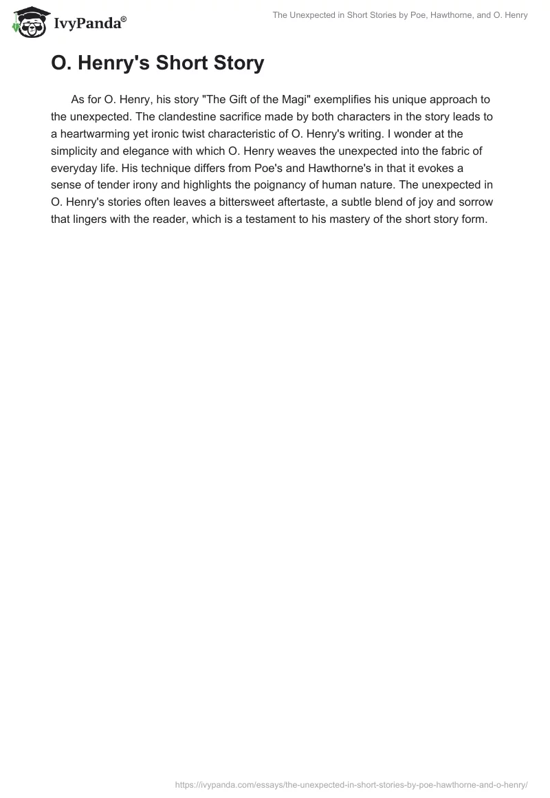 The Unexpected in Short Stories by Poe, Hawthorne, and O. Henry. Page 2