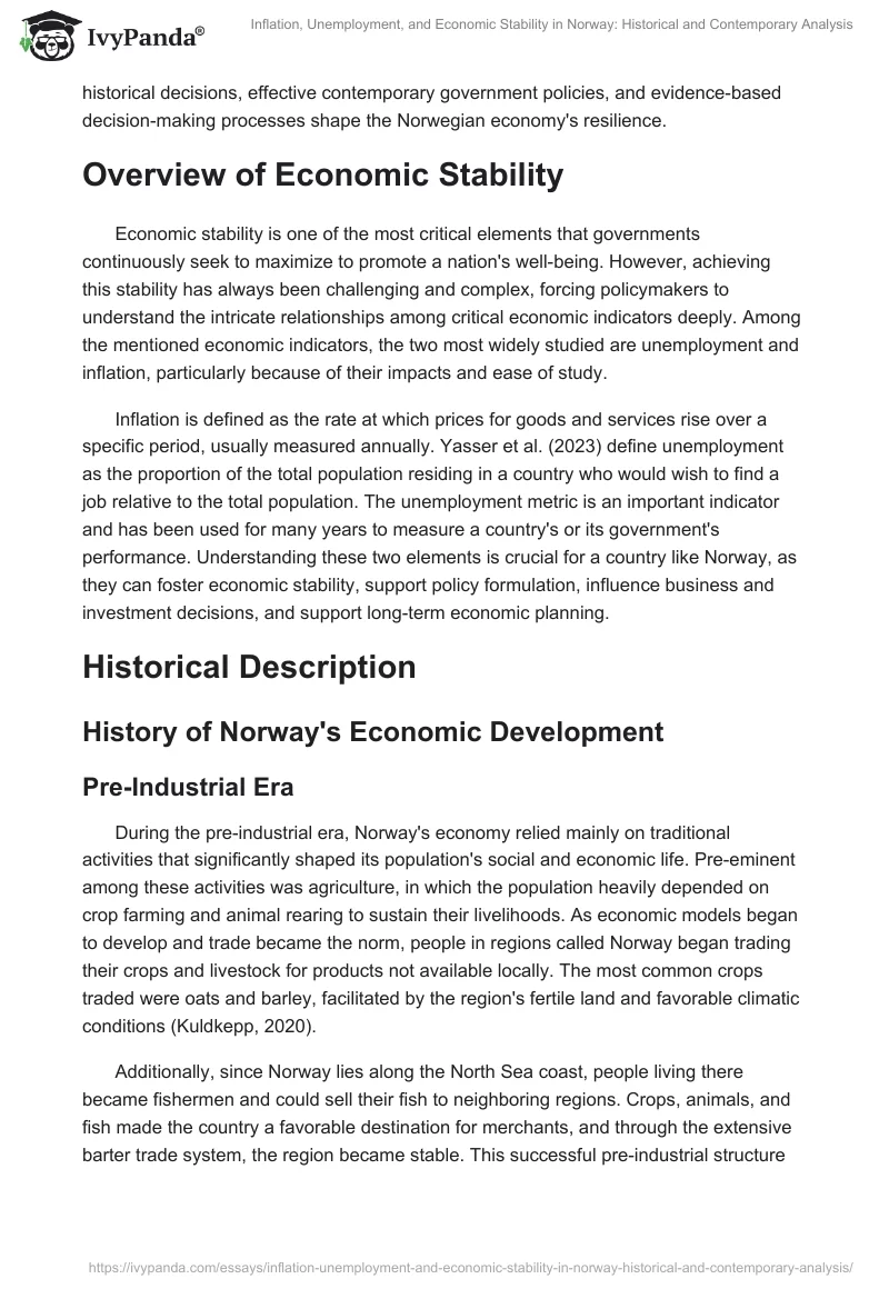 Inflation, Unemployment, and Economic Stability in Norway: Historical and Contemporary Analysis. Page 2