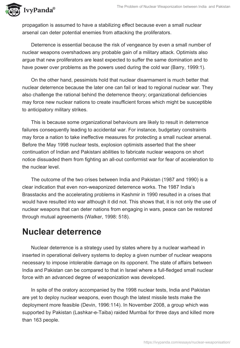 The Problem of Nuclear Weaponization between India  and Pakistan. Page 3