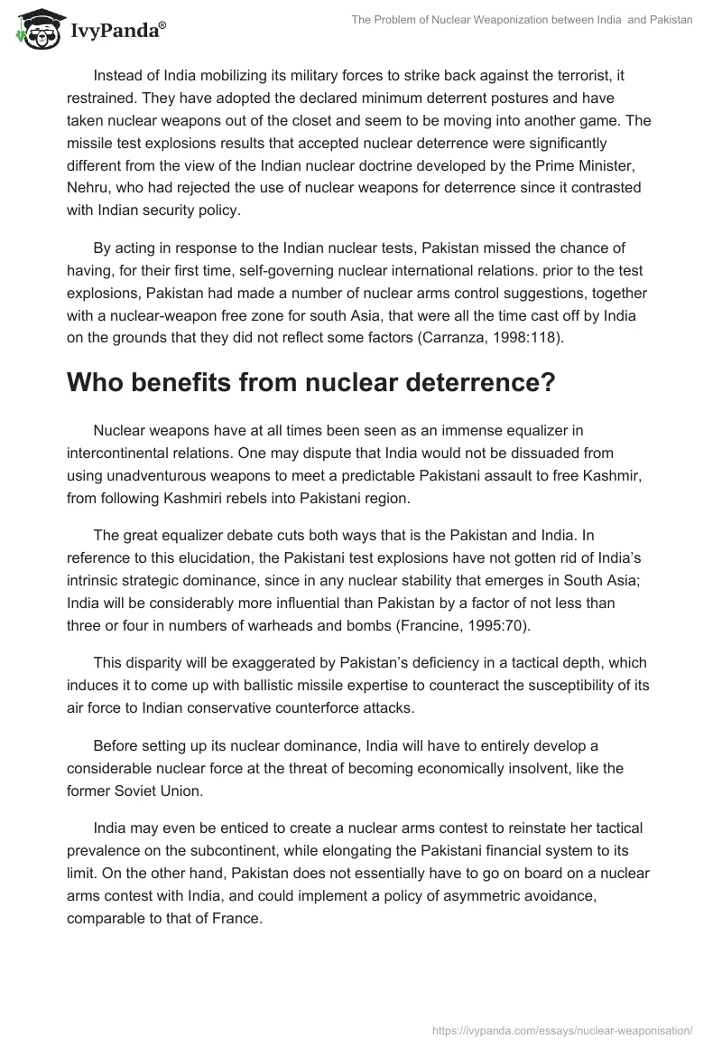 The Problem of Nuclear Weaponization between India  and Pakistan. Page 4