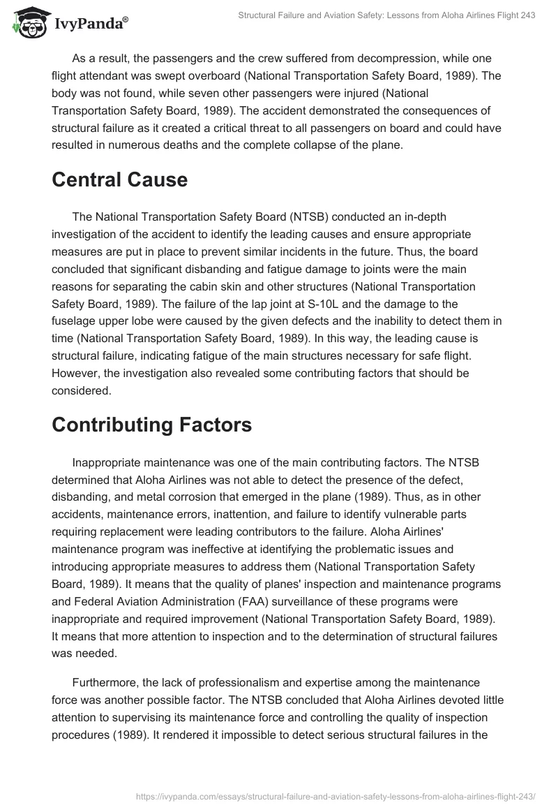 Structural Failure and Aviation Safety: Lessons from Aloha Airlines Flight 243. Page 2