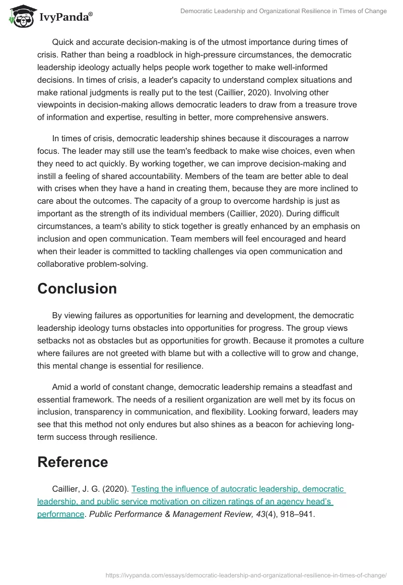 Democratic Leadership and Organizational Resilience in Times of Change. Page 2
