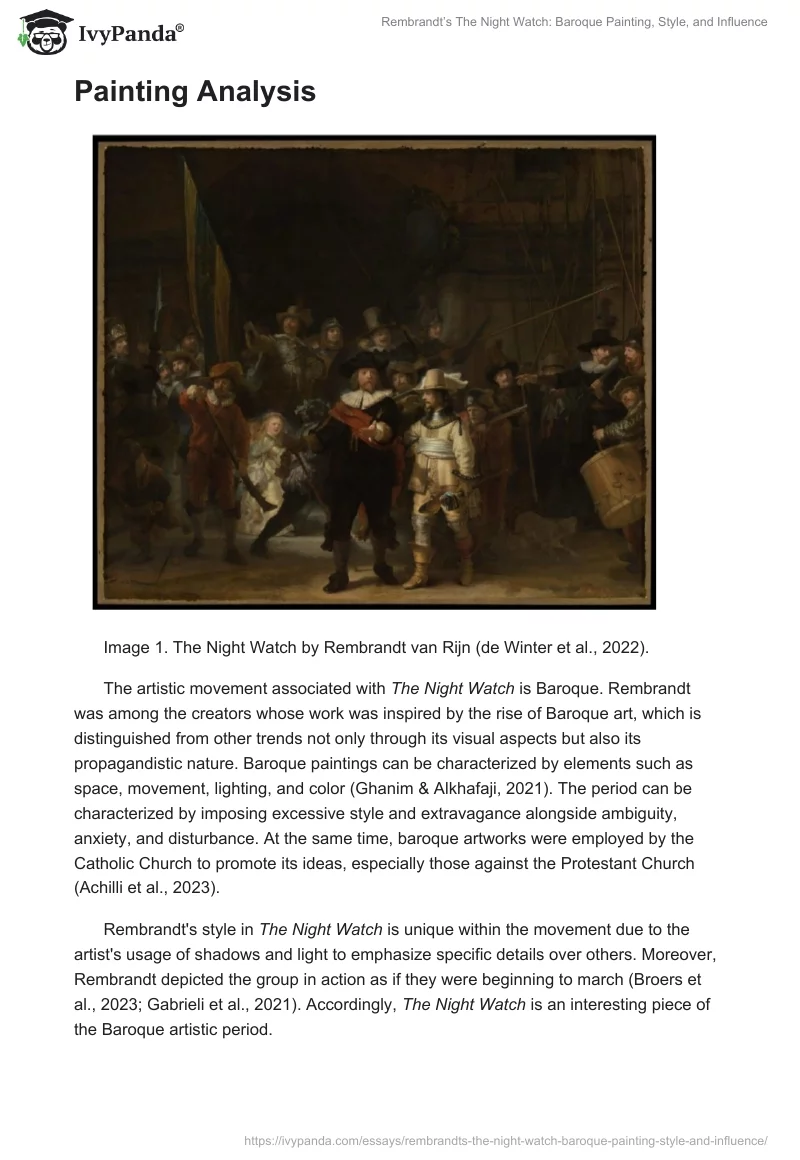 Rembrandt’s The Night Watch: Baroque Painting, Style, and Influence. Page 2