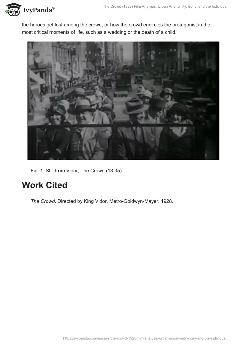 The Crowd (1928) Film Analysis: Urban Anonymity, Irony, and the Individual. Page 2