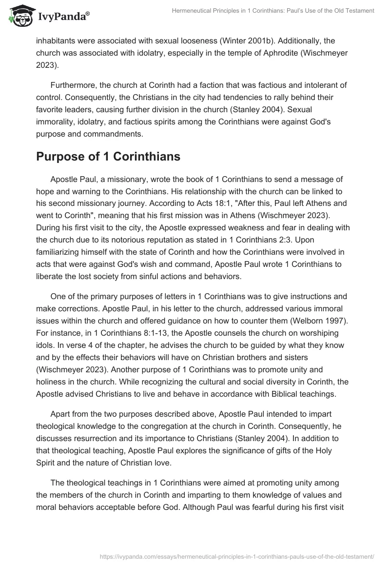 Hermeneutical Principles in 1 Corinthians: Paul’s Use of the Old Testament. Page 2