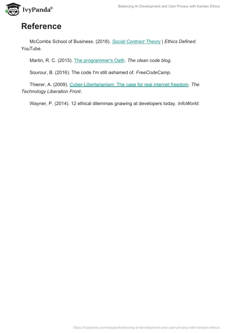 Balancing AI Development and User Privacy with Kantian Ethics. Page 2